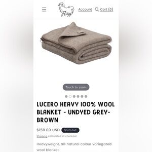 Ritzy 100% Wool Blanket -Undyed Grey Brown